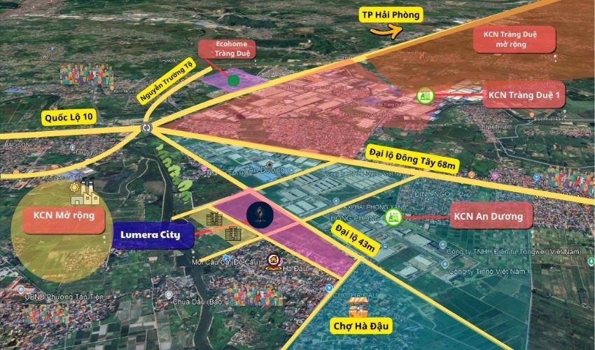 Vị trí Lumera City Hải Phòng tọa lạc tại xã Hồng Phong, huyện An Dương, thành phố Hải Phòng